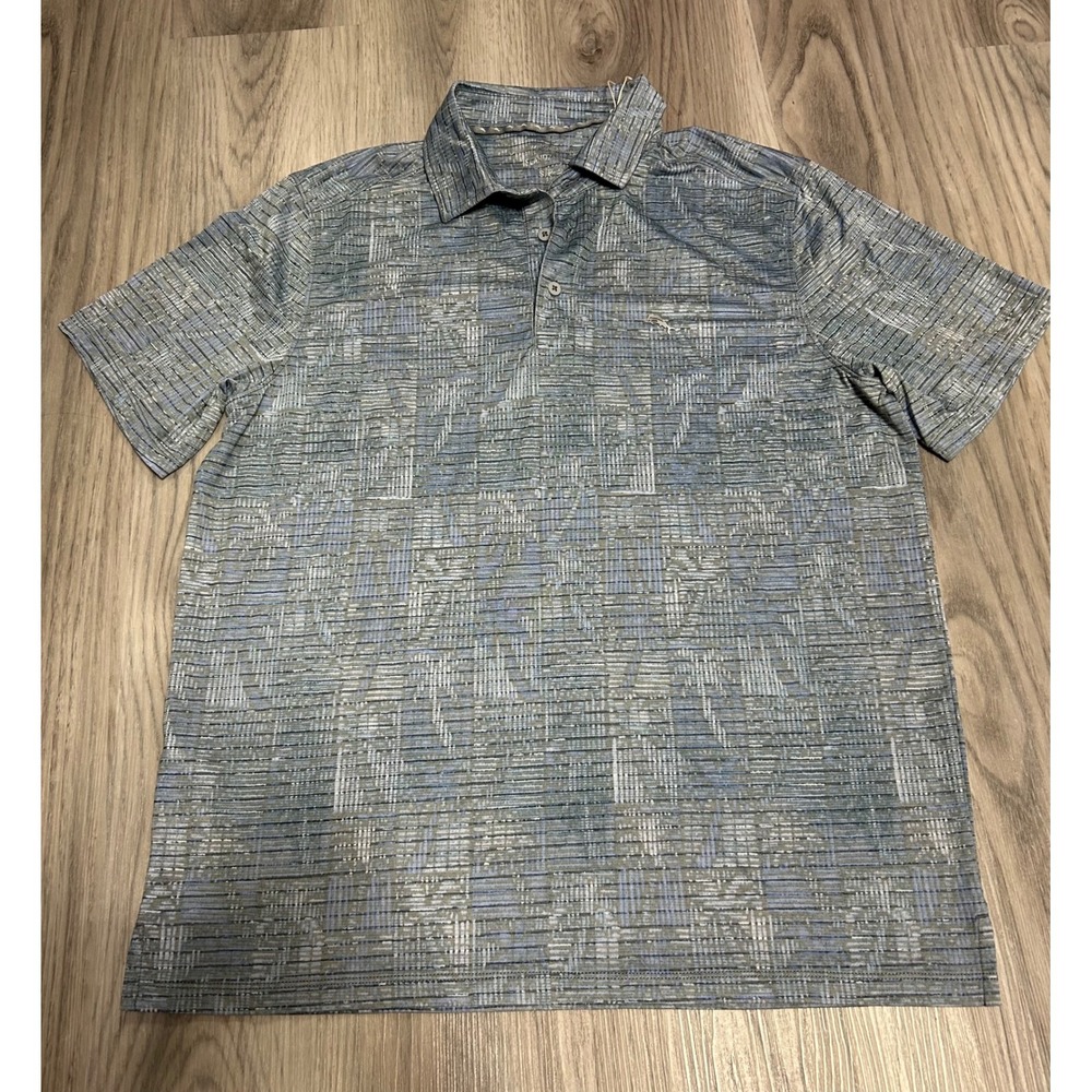 Tommy Bahama Mens IslandZone Performance Polo Beach Cooling S Blue Grey Pattern